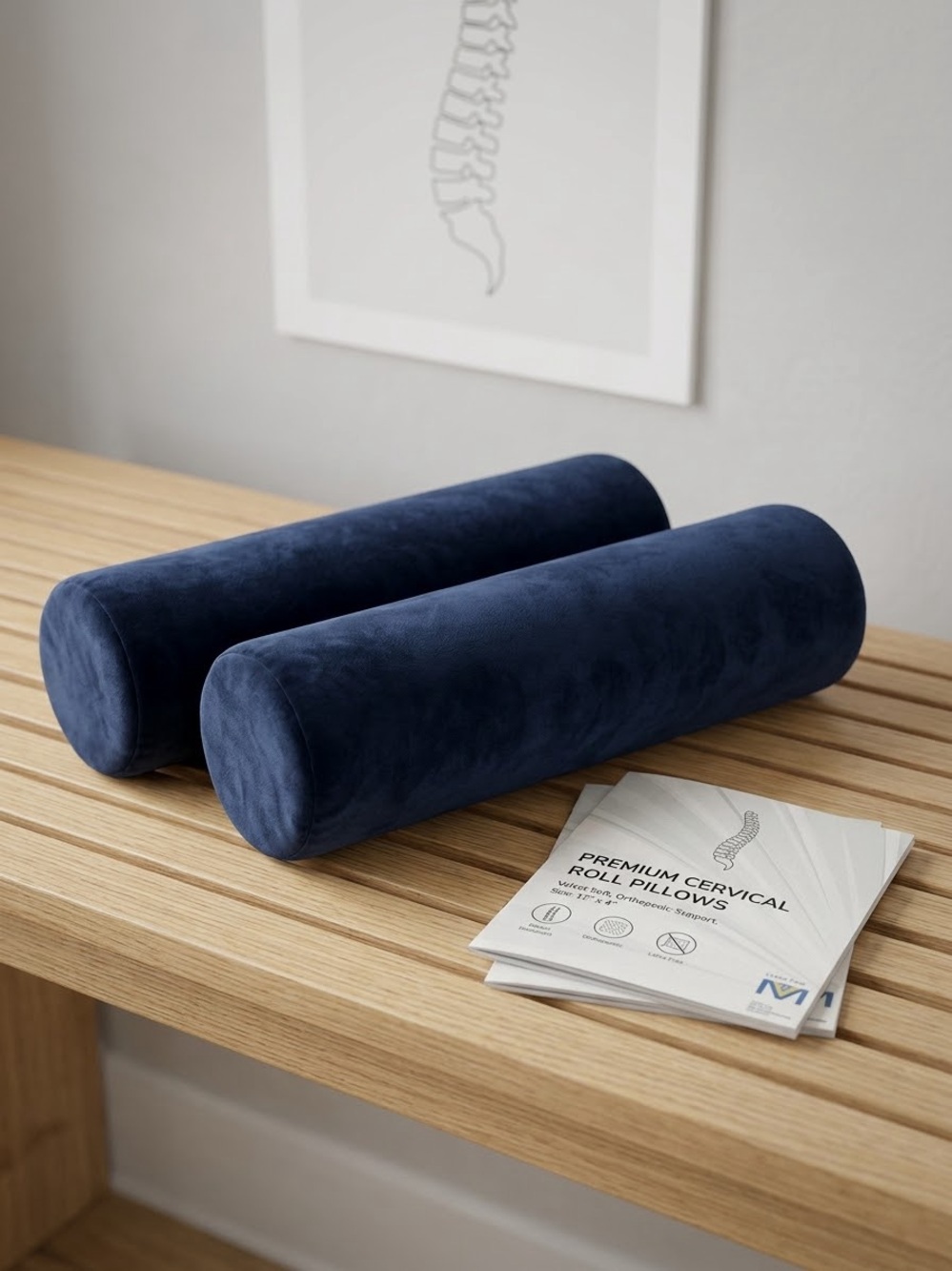 2 for $10. Premium Cervical Roll Pillow - Navy Blue 16.5”length, 4.5” diameter
